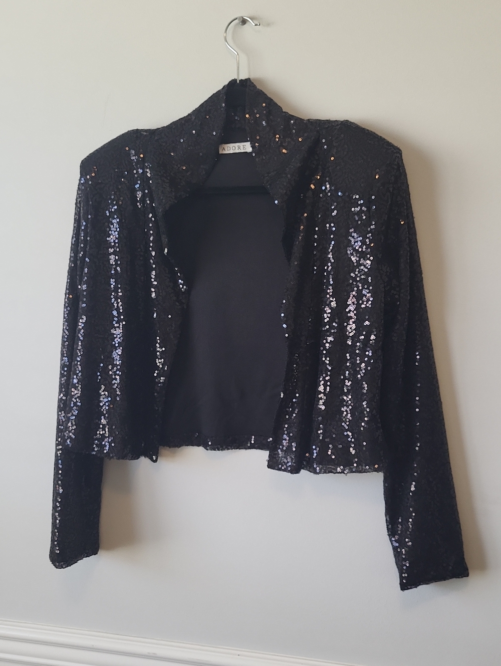 Adore Black Sequin Open-Front Blazer